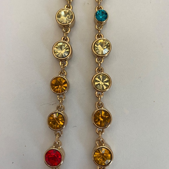 2 J Crew Necklaces- Graduated Rainbow Crystal and Lariat Tassel - Picture 3 of 10